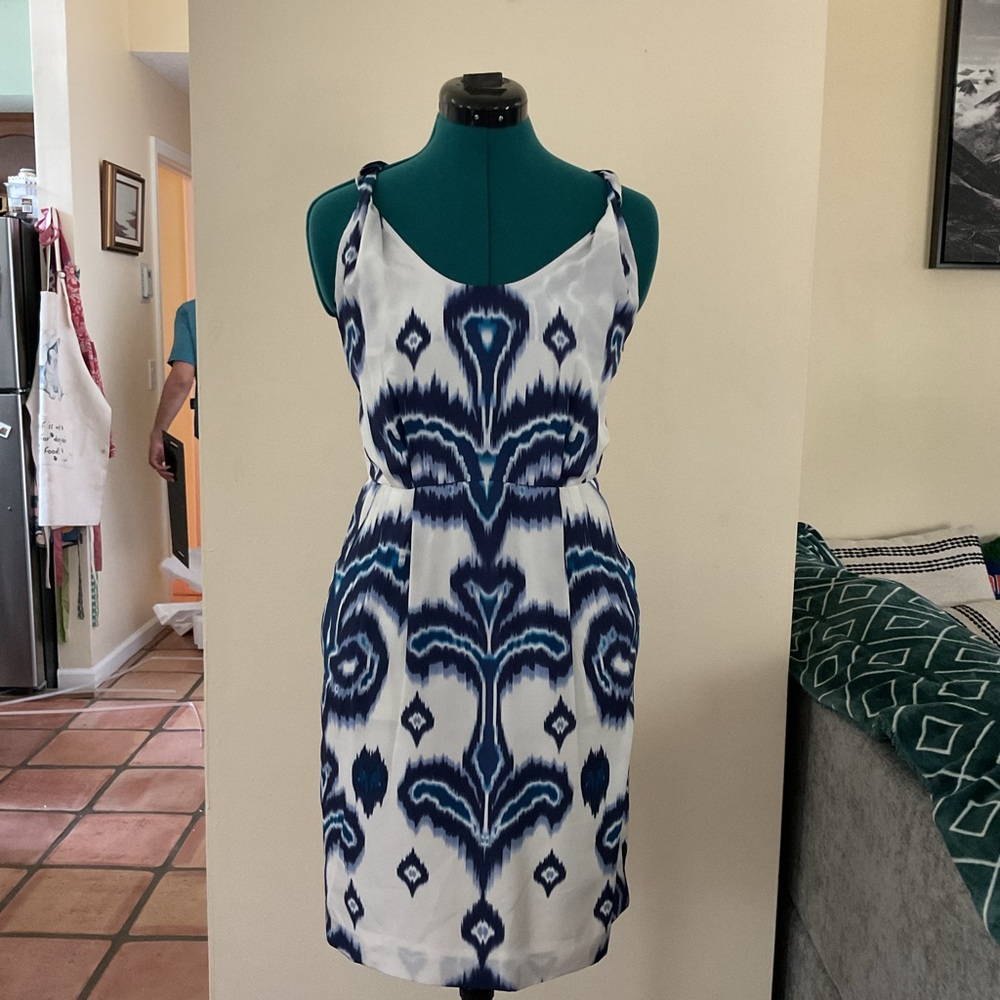 Banana Republic Navy and White Ikat Dress